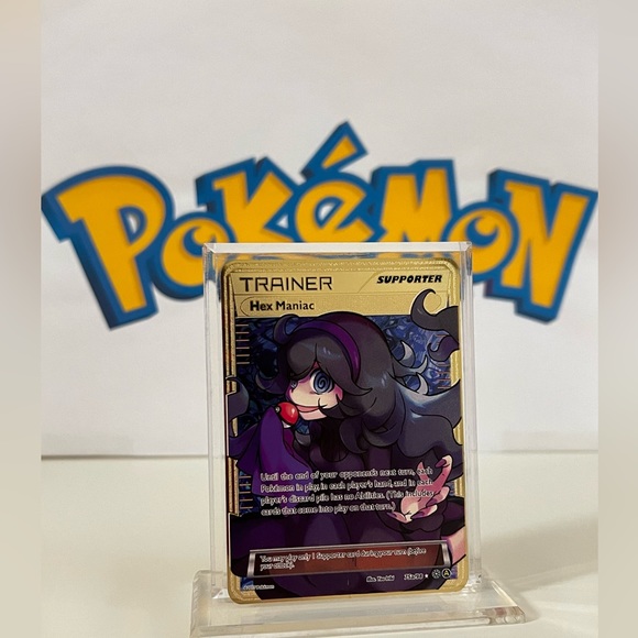 Pokemon Hex Maniac -75a/98- Trainer Supporter Fan Art Metal Gold Card - Picture 2 of 3
